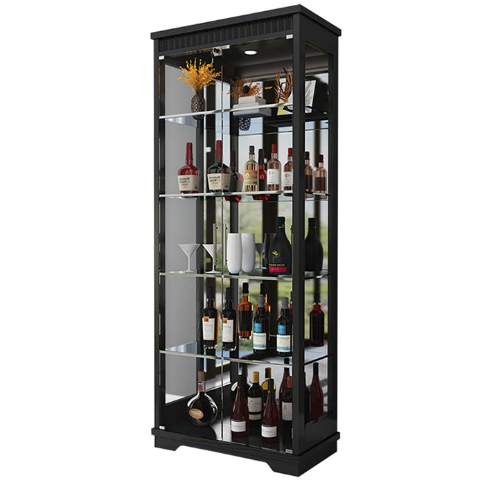 Portes en verre en bois massif du buffet moderne Armoires de verrouillage salon avec lumières LED