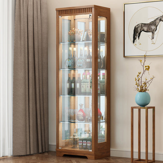 Moderne dressoir vaste houten glazen deuren woonkamer vergrendelingskasten met LED -lichten