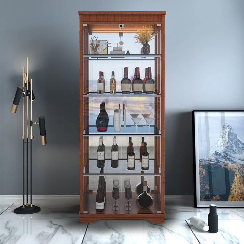 Portes en verre en bois massif du buffet moderne Armoires de verrouillage salon avec lumières LED