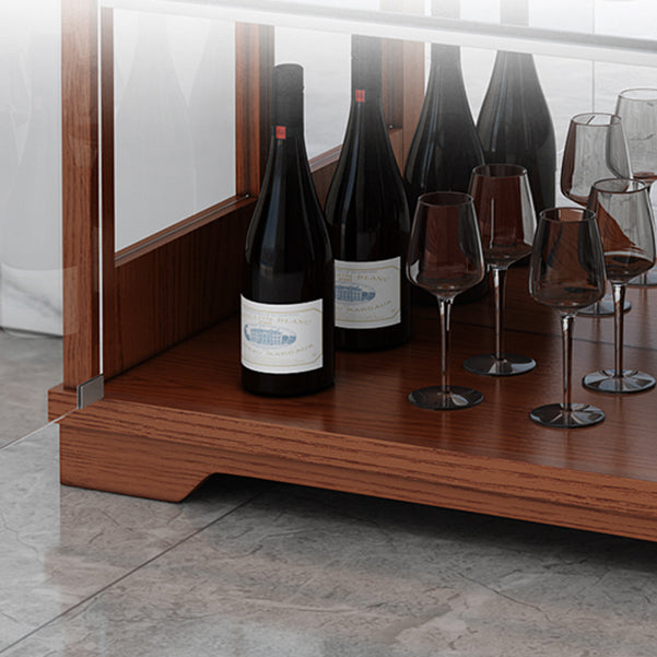 Portes en verre en bois massif du buffet moderne Armoires de verrouillage salon avec lumières LED