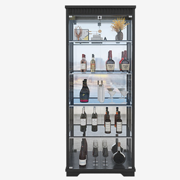 Portes en verre en bois massif du buffet moderne Armoires de verrouillage salon avec lumières LED