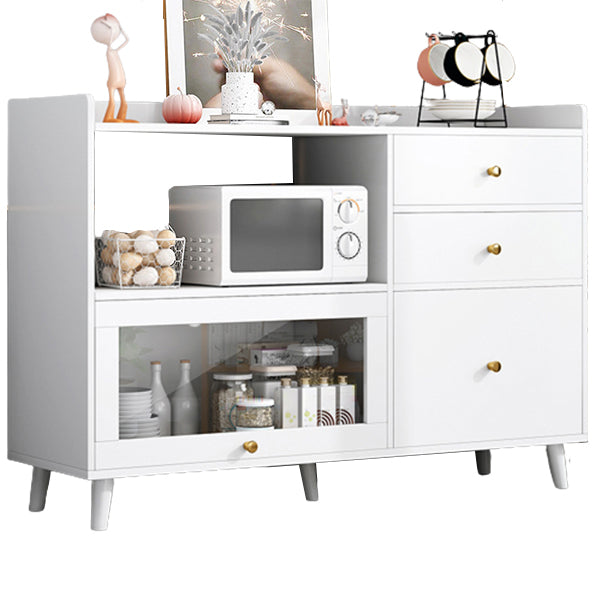 Contemporary Sideboard Cabinet with 3-Drawers One Door Engineered Wood Kitchen Cabinets 39"L x 14"W x 35"H White Clearhalo 'buffet_sideboard' 'Buffets & Sideboards' 'furn' 'furn_buffet_sideboard' 'Furniture' 'Kitchen & Dining Furniture' 5876532