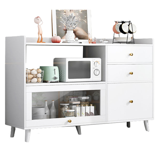 Contemporary Sideboard Cabinet with 3-Drawers One Door Engineered Wood Kitchen Cabinets 47"L x 14"W x 35"H White Clearhalo 'buffet_sideboard' 'Buffets & Sideboards' 'furn' 'furn_buffet_sideboard' 'Furniture' 'Kitchen & Dining Furniture' 5876534