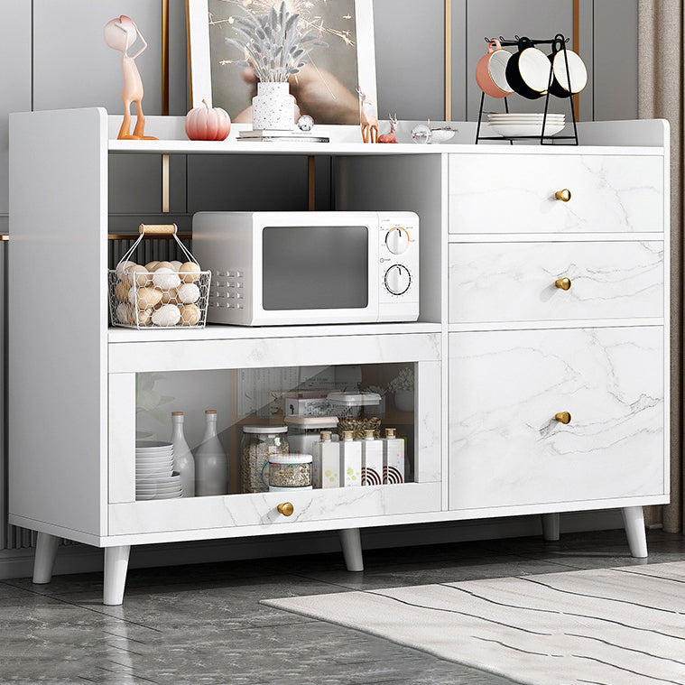 Contemporary Sideboard Cabinet with 3-Drawers One Door Engineered Wood Kitchen Cabinets 39"L x 14"W x 35"H Marble Clearhalo 'buffet_sideboard' 'Buffets & Sideboards' 'furn' 'furn_buffet_sideboard' 'Furniture' 'Kitchen & Dining Furniture' 5876545