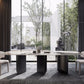 Muebles modernos Mesa de comedor de piedra sinterizada rectangular blanca con patas de metal para el hogar