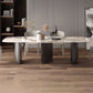 Muebles modernos Mesa de comedor de piedra sinterizada rectangular blanca con patas de metal para el hogar