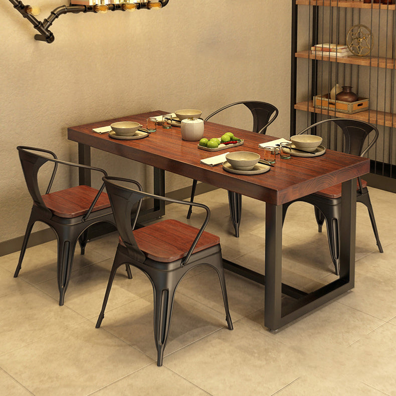 Industrial Dinning Table with Wood Rectangle Dining Table for Kitchen Clearhalo 'Dining Tables & Seating' 'Dining Tables' 'dining_table' 'furn' 'furn_dining_table' 'Furniture' 'Kitchen & Dining Furniture' 5876708