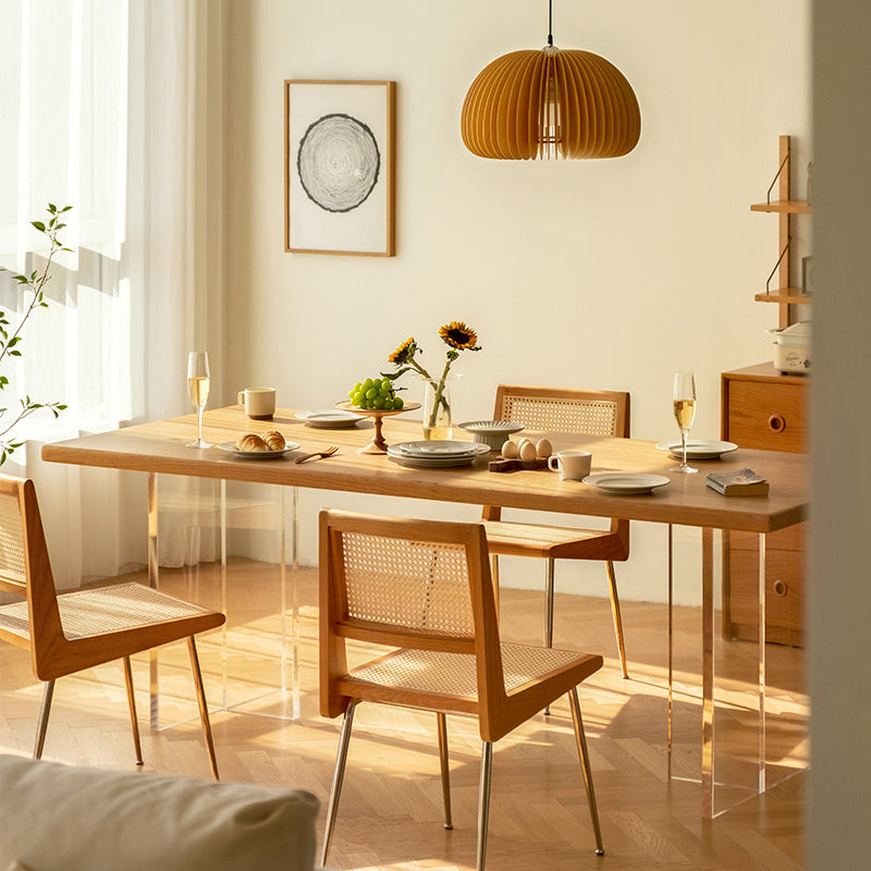 Mesa de comedor de estilo simple mesa rectángulo marrón para cocina casera