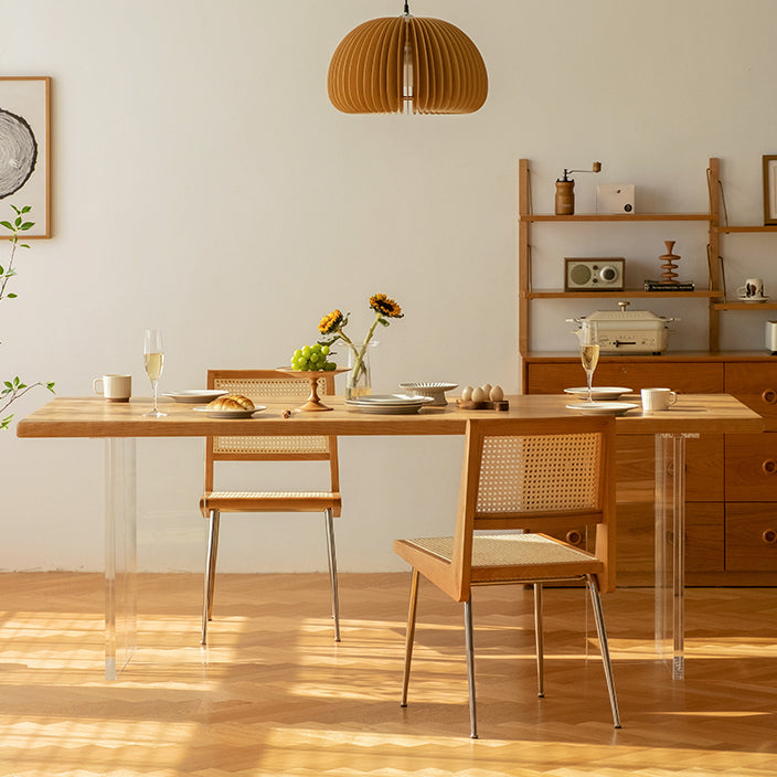 Mesa de comedor de estilo simple mesa rectángulo marrón para cocina casera