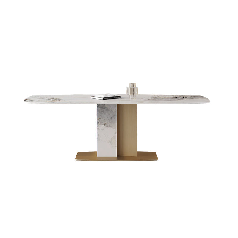 White and Gold Dining Collection Traditional Luxury Dining Pedestal Casual Table Clearhalo 'Dining Tables & Seating' 'Dining Tables' 'dining_table' 'furn' 'furn_dining_table' 'Furniture' 'Kitchen & Dining Furniture' 5876785