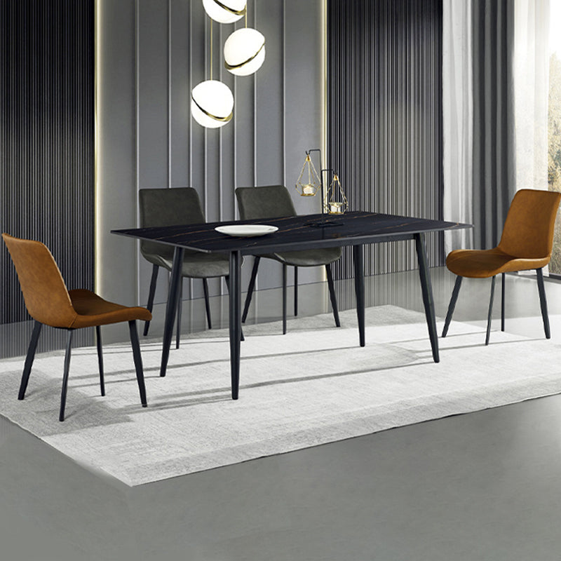 Rettangolo tavolo da pranzo di lusso scrivania in pietra sinterizzata con 4 gambe metalliche