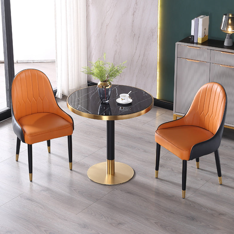 Tavolo da top in pietra in metallo tradizionale tavolo da pranzo rotondo di lusso con base di piedistallo