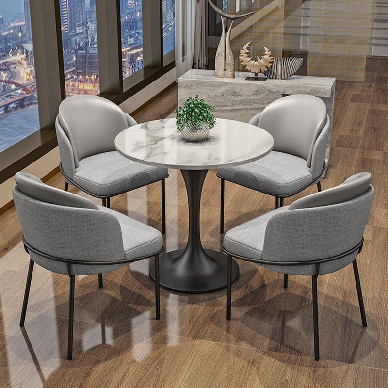 Modern Round Dining Table Artificial Marble Tulip Table for Dining Room White 23.6"L x 23.6"W x 29.5"H Without Chairs Clearhalo 'Dining Tables & Seating' 'Dining Tables' 'dining_table' 'furn' 'furn_dining_table' 'Furniture' 'Kitchen & Dining Furniture' 5876865
