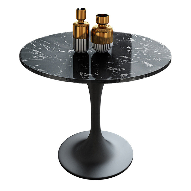 Modern Round Dining Table Artificial Marble Tulip Table for Dining Room Black Without Chairs Clearhalo 'Dining Tables & Seating' 'Dining Tables' 'dining_table' 'furn' 'furn_dining_table' 'Furniture' 'Kitchen & Dining Furniture' 5876867
