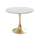 White Sintered Stone Top Table with Tulip Base Metal Traditional Luxury Round Dining Table Clearhalo 'Dining Tables & Seating' 'Dining Tables' 'dining_table' 'furn' 'furn_dining_table' 'Furniture' 'Kitchen & Dining Furniture' 5876950