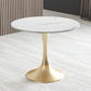 White Sintered Stone Top Table with Tulip Base Metal Traditional Luxury Round Dining Table Clearhalo 'Dining Tables & Seating' 'Dining Tables' 'dining_table' 'furn' 'furn_dining_table' 'Furniture' 'Kitchen & Dining Furniture' 5876956