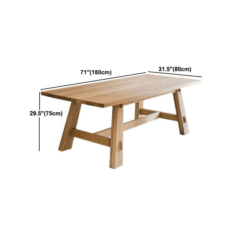 Modern Rectangle Dining Table Natural Solid Wood Trestle Dining Table