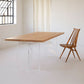 Rectangle Dining Table Natural Pine Wood Top Transparency Acrylic Base Table 55.1"L x 27.6"W x 29.5"H Without Chairs Clearhalo 'Dining Tables & Seating' 'Dining Tables' 'dining_table' 'furn' 'furn_dining_table' 'Furniture' 'Kitchen & Dining Furniture' 5877005