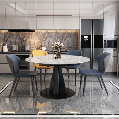 Table de pierre moderne ronde standard Tableau de salle à manger avec base de piédestal