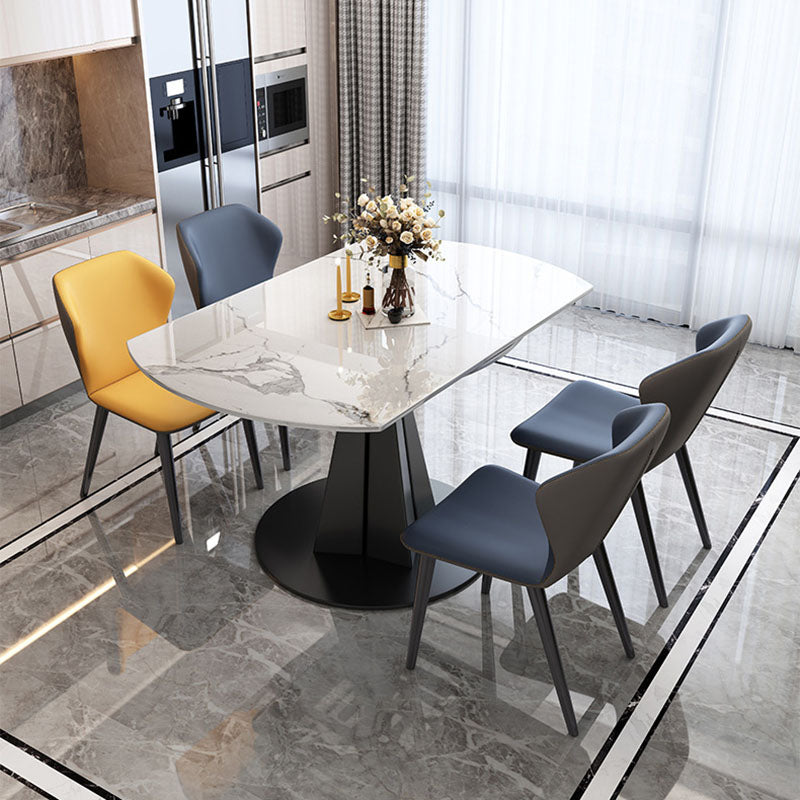 Table de pierre moderne ronde standard Tableau de salle à manger avec base de piédestal