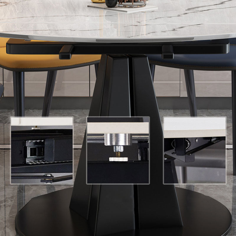 Table de pierre moderne ronde standard Tableau de salle à manger avec base de piédestal