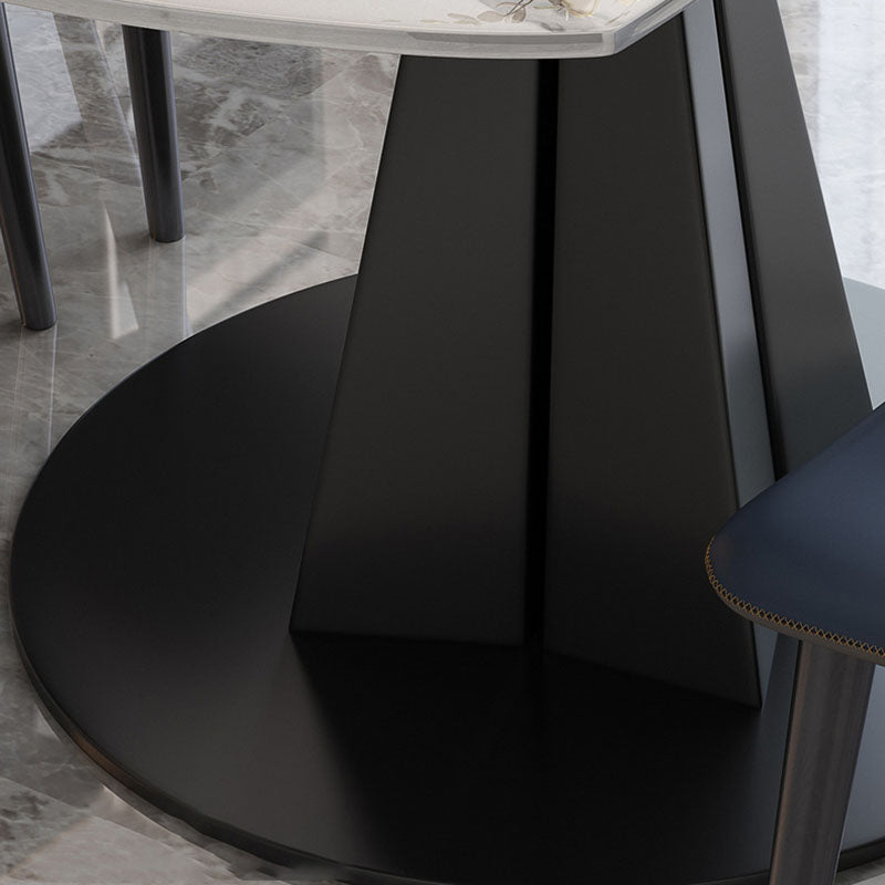 Table de pierre moderne ronde standard Tableau de salle à manger avec base de piédestal