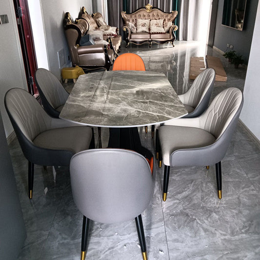 Tavolo rotondo in pietra moderna tavolo da pranzo in altezza standard con base di piedistallo