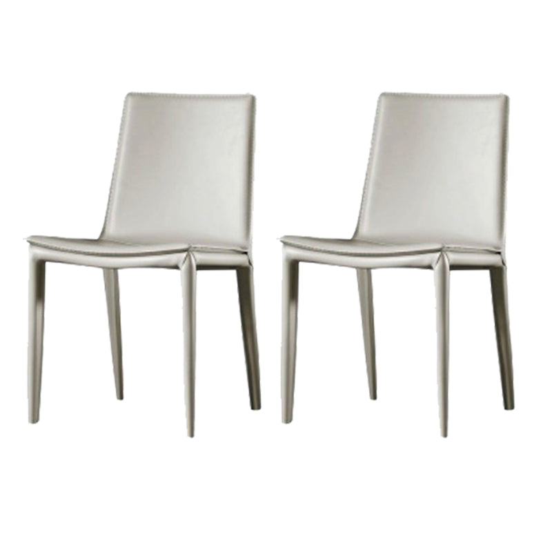 Faux Leather Dining Chairs Contemporary Armless Dining Chairs Off-White 2 Piece Set Clearhalo 'Dining Chairs' 'Dining Tables & Seating' 'dining_chair' 'furn' 'furn_dining_chair' 'Furniture' 'Kitchen & Dining Furniture' 5877046