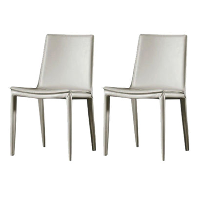 Faux Leather Dining Chairs Contemporary Armless Dining Chairs Off-White 2 Piece Set Clearhalo 'Dining Chairs' 'Dining Tables & Seating' 'dining_chair' 'furn' 'furn_dining_chair' 'Furniture' 'Kitchen & Dining Furniture' 5877046