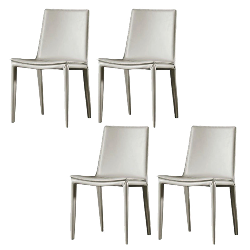 Faux Leather Dining Chairs Contemporary Armless Dining Chairs Off-White 4 Piece Set Clearhalo 'Dining Chairs' 'Dining Tables & Seating' 'dining_chair' 'furn' 'furn_dining_chair' 'Furniture' 'Kitchen & Dining Furniture' 5877048