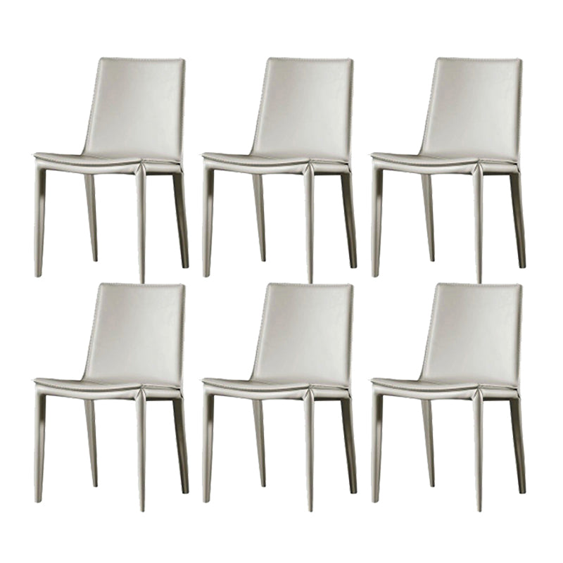 Faux Leather Dining Chairs Contemporary Armless Dining Chairs Off-White 6 Piece Set Clearhalo 'Dining Chairs' 'Dining Tables & Seating' 'dining_chair' 'furn' 'furn_dining_chair' 'Furniture' 'Kitchen & Dining Furniture' 5877051