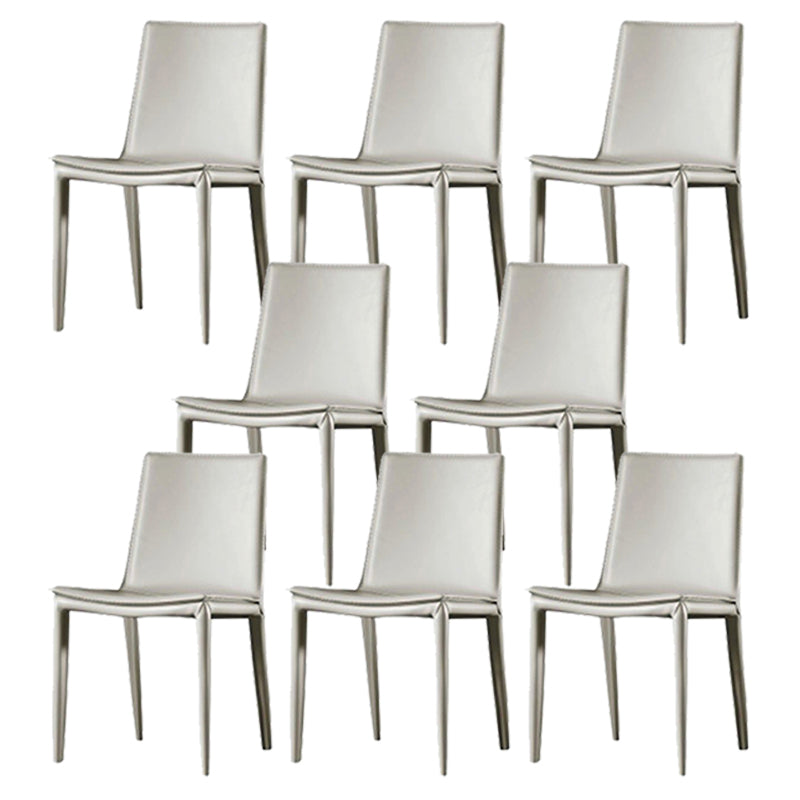 Faux Leather Dining Chairs Contemporary Armless Dining Chairs Off-White 8 Piece Set Clearhalo 'Dining Chairs' 'Dining Tables & Seating' 'dining_chair' 'furn' 'furn_dining_chair' 'Furniture' 'Kitchen & Dining Furniture' 5877052
