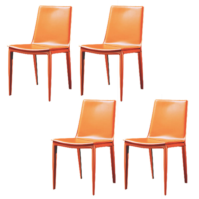 Faux Leather Dining Chairs Contemporary Armless Dining Chairs Orange 4 Piece Set Clearhalo 'Dining Chairs' 'Dining Tables & Seating' 'dining_chair' 'furn' 'furn_dining_chair' 'Furniture' 'Kitchen & Dining Furniture' 5877058