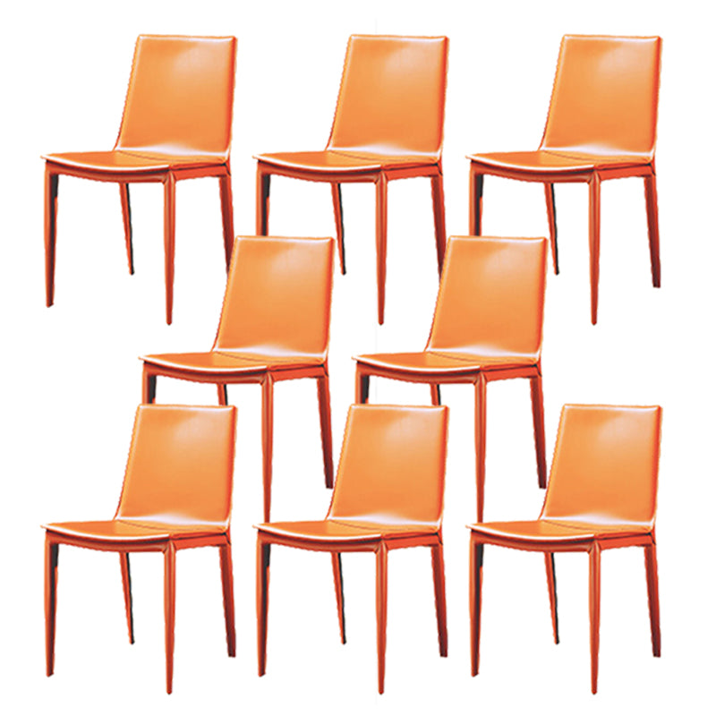 Faux Leather Dining Chairs Contemporary Armless Dining Chairs Orange 8 Piece Set Clearhalo 'Dining Chairs' 'Dining Tables & Seating' 'dining_chair' 'furn' 'furn_dining_chair' 'Furniture' 'Kitchen & Dining Furniture' 5877060