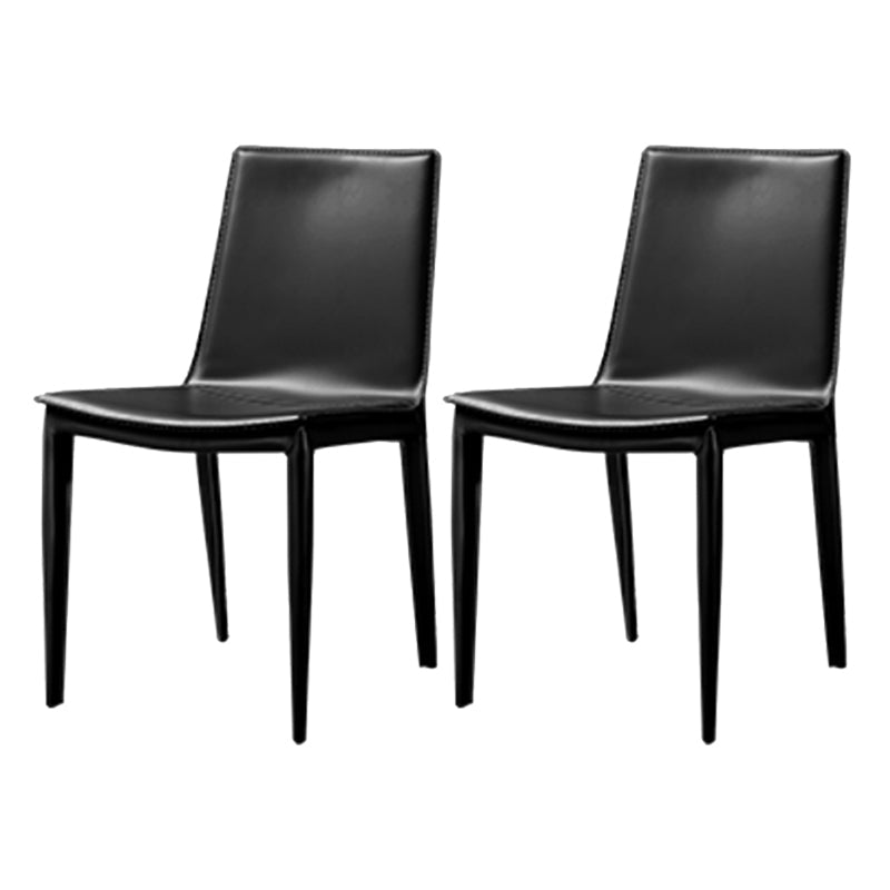 Faux Leather Dining Chairs Contemporary Armless Dining Chairs Black 2 Piece Set Clearhalo 'Dining Chairs' 'Dining Tables & Seating' 'dining_chair' 'furn' 'furn_dining_chair' 'Furniture' 'Kitchen & Dining Furniture' 5877061