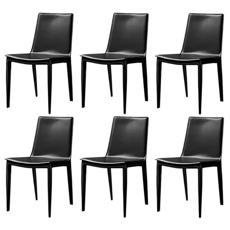 Faux Leather Dining Chairs Contemporary Armless Dining Chairs Black 6 Piece Set Clearhalo 'Dining Chairs' 'Dining Tables & Seating' 'dining_chair' 'furn' 'furn_dining_chair' 'Furniture' 'Kitchen & Dining Furniture' 5877063