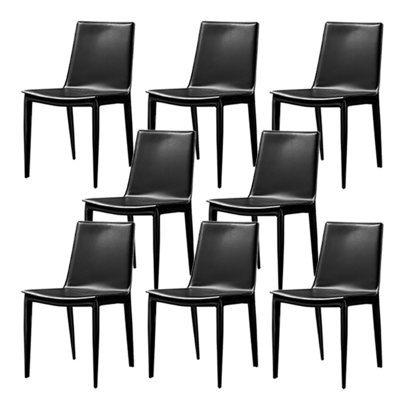Faux Leather Dining Chairs Contemporary Armless Dining Chairs Black 8 Piece Set Clearhalo 'Dining Chairs' 'Dining Tables & Seating' 'dining_chair' 'furn' 'furn_dining_chair' 'Furniture' 'Kitchen & Dining Furniture' 5877064