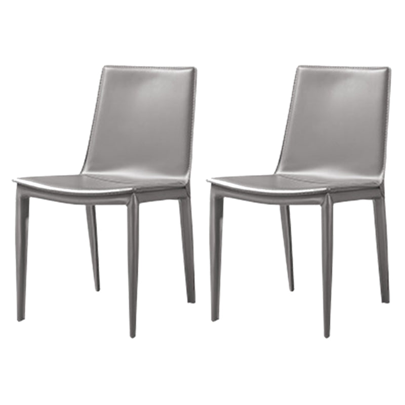 Faux Leather Dining Chairs Contemporary Armless Dining Chairs Grey 2 Piece Set Clearhalo 'Dining Chairs' 'Dining Tables & Seating' 'dining_chair' 'furn' 'furn_dining_chair' 'Furniture' 'Kitchen & Dining Furniture' 5877065