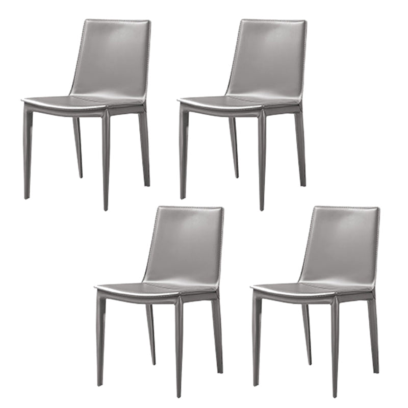 Faux Leather Dining Chairs Contemporary Armless Dining Chairs Grey 4 Piece Set Clearhalo 'Dining Chairs' 'Dining Tables & Seating' 'dining_chair' 'furn' 'furn_dining_chair' 'Furniture' 'Kitchen & Dining Furniture' 5877066