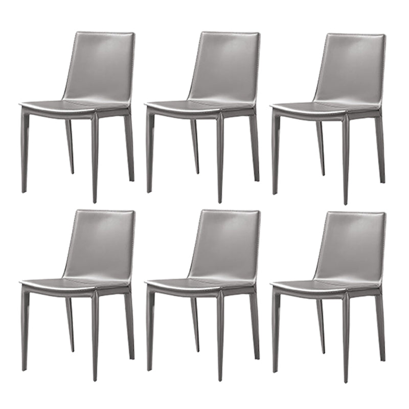 Faux Leather Dining Chairs Contemporary Armless Dining Chairs Grey 6 Piece Set Clearhalo 'Dining Chairs' 'Dining Tables & Seating' 'dining_chair' 'furn' 'furn_dining_chair' 'Furniture' 'Kitchen & Dining Furniture' 5877067