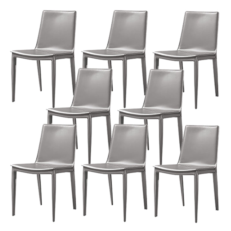 Faux Leather Dining Chairs Contemporary Armless Dining Chairs Grey 8 Piece Set Clearhalo 'Dining Chairs' 'Dining Tables & Seating' 'dining_chair' 'furn' 'furn_dining_chair' 'Furniture' 'Kitchen & Dining Furniture' 5877068