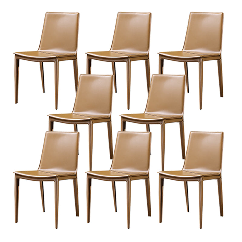 Faux Leather Dining Chairs Contemporary Armless Dining Chairs Yellow 8 Piece Set Clearhalo 'Dining Chairs' 'Dining Tables & Seating' 'dining_chair' 'furn' 'furn_dining_chair' 'Furniture' 'Kitchen & Dining Furniture' 5877072