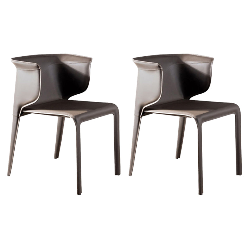 Faux Leather Dining Chair Modern Upholstered Chair with Metal Legs Brown 2 Piece Set Clearhalo 'Dining Chairs' 'Dining Tables & Seating' 'dining_chair' 'furn' 'furn_dining_chair' 'Furniture' 'Kitchen & Dining Furniture' 5877130