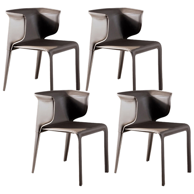 Faux Leather Dining Chair Modern Upholstered Chair with Metal Legs Brown 4 Piece Set Clearhalo 'Dining Chairs' 'Dining Tables & Seating' 'dining_chair' 'furn' 'furn_dining_chair' 'Furniture' 'Kitchen & Dining Furniture' 5877131