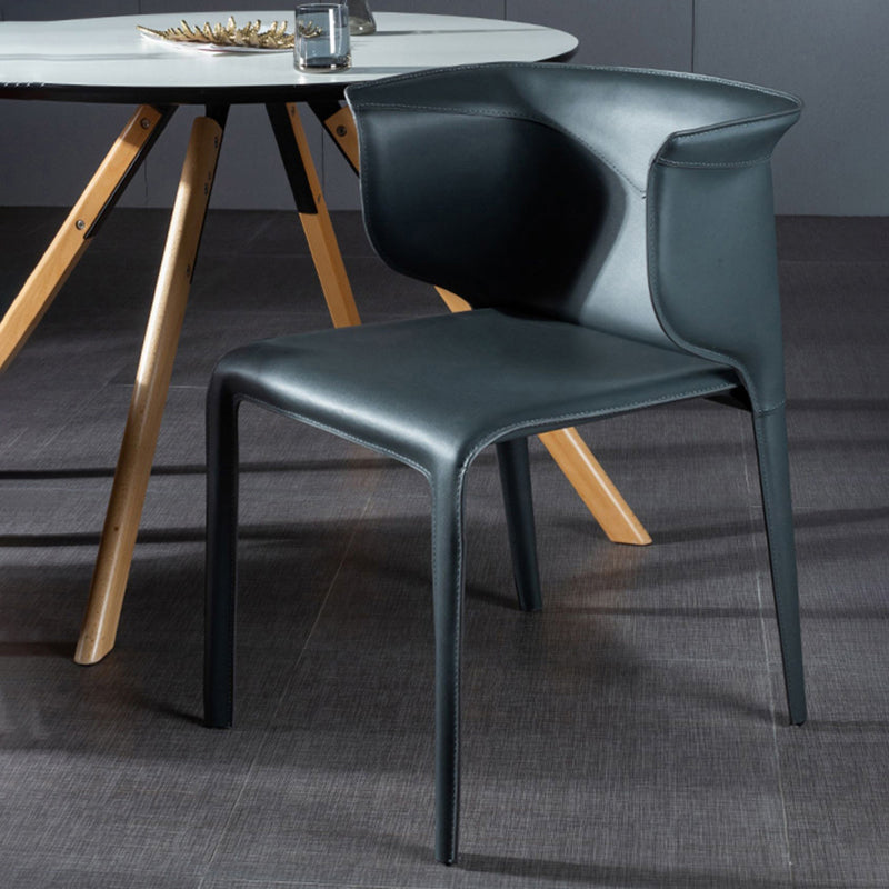 Faux Leather Dining Chair Modern Upholstered Chair with Metal Legs Clearhalo 'Dining Chairs' 'Dining Tables & Seating' 'dining_chair' 'furn' 'furn_dining_chair' 'Furniture' 'Kitchen & Dining Furniture' 5877132