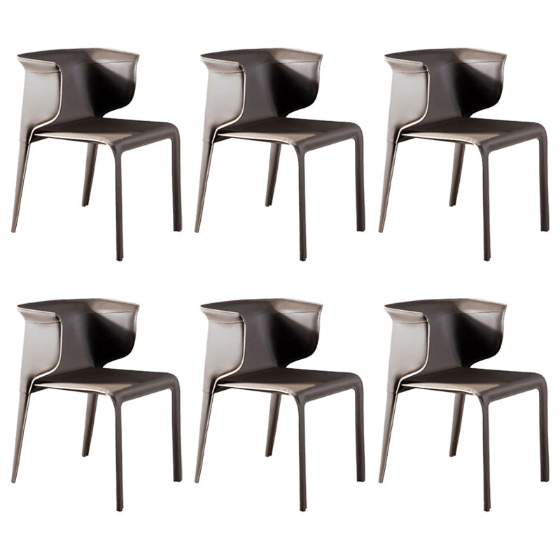 Faux Leather Dining Chair Modern Upholstered Chair with Metal Legs Brown 6 Piece Set Clearhalo 'Dining Chairs' 'Dining Tables & Seating' 'dining_chair' 'furn' 'furn_dining_chair' 'Furniture' 'Kitchen & Dining Furniture' 5877134