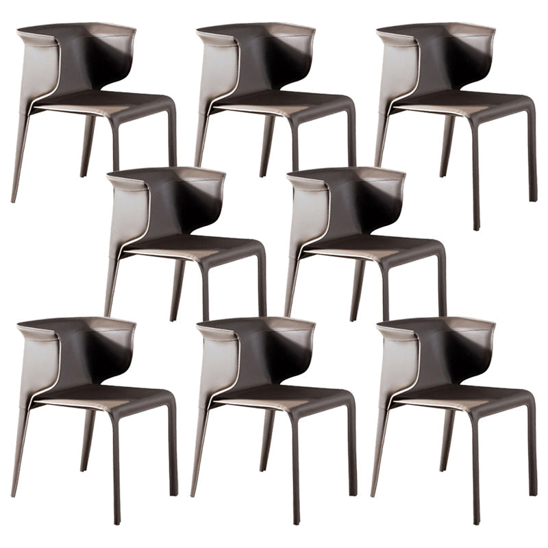 Faux Leather Dining Chair Modern Upholstered Chair with Metal Legs Brown 8 Piece Set Clearhalo 'Dining Chairs' 'Dining Tables & Seating' 'dining_chair' 'furn' 'furn_dining_chair' 'Furniture' 'Kitchen & Dining Furniture' 5877136