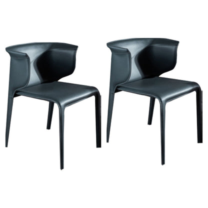 Faux Leather Dining Chair Modern Upholstered Chair with Metal Legs Dark Gray 2 Piece Set Clearhalo 'Dining Chairs' 'Dining Tables & Seating' 'dining_chair' 'furn' 'furn_dining_chair' 'Furniture' 'Kitchen & Dining Furniture' 5877137