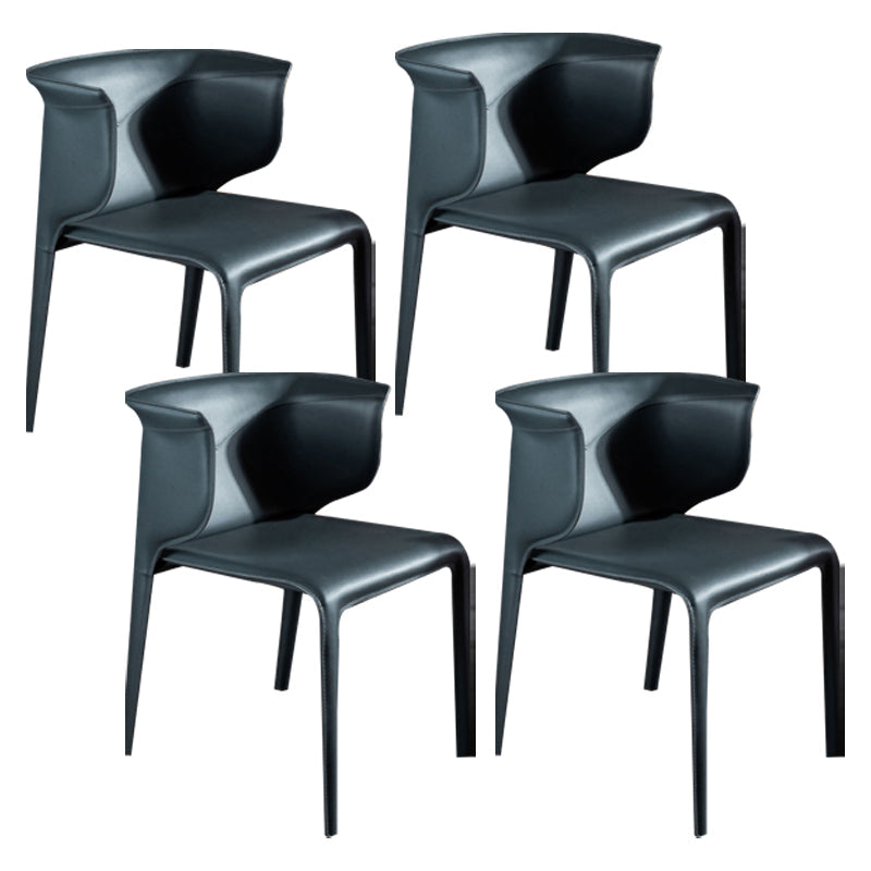 Faux Leather Dining Chair Modern Upholstered Chair with Metal Legs Dark Gray 4 Piece Set Clearhalo 'Dining Chairs' 'Dining Tables & Seating' 'dining_chair' 'furn' 'furn_dining_chair' 'Furniture' 'Kitchen & Dining Furniture' 5877139