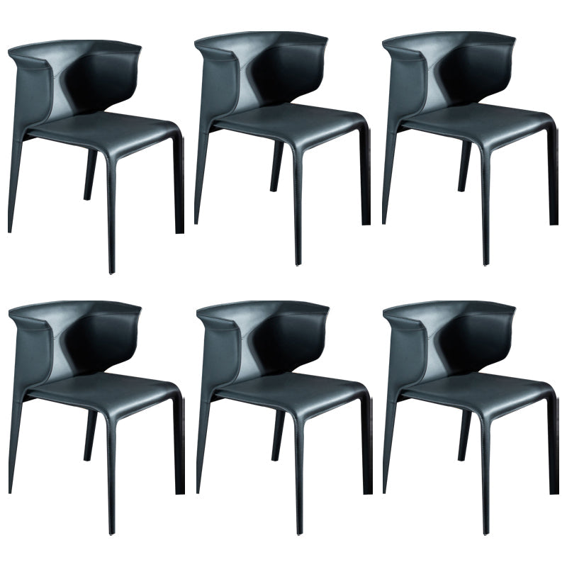 Faux Leather Dining Chair Modern Upholstered Chair with Metal Legs Dark Gray 6 Piece Set Clearhalo 'Dining Chairs' 'Dining Tables & Seating' 'dining_chair' 'furn' 'furn_dining_chair' 'Furniture' 'Kitchen & Dining Furniture' 5877142